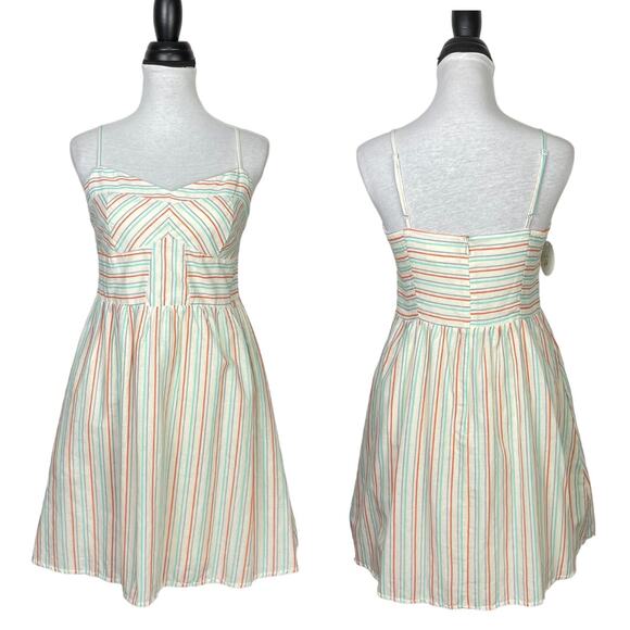 Line and Dot | NWT Nina Multi Color Stripe Cotton Fit & Flare Cami Sundress - Picture 1 of 10